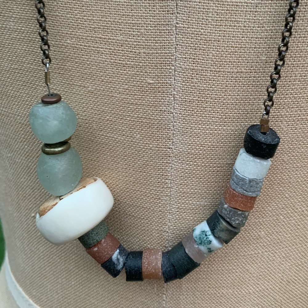 Artisan Stone/Bone/Glass Necklace - Picture 10 of 10
